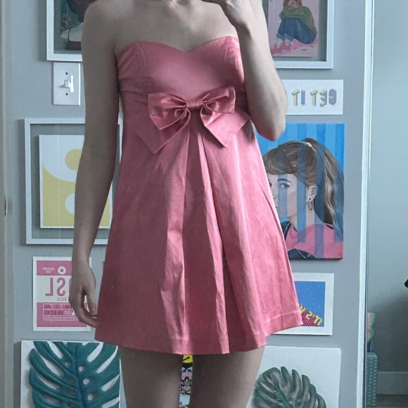 Vintage Pink Bow Mini Dress - Picture 3 of 4